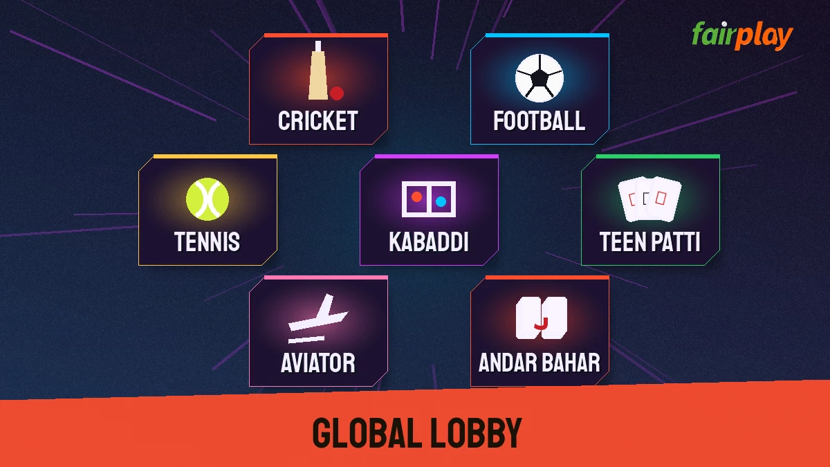 FairPlay Global cricket exchange and casino games including Teen Patti, Andar Bahar and Aviator